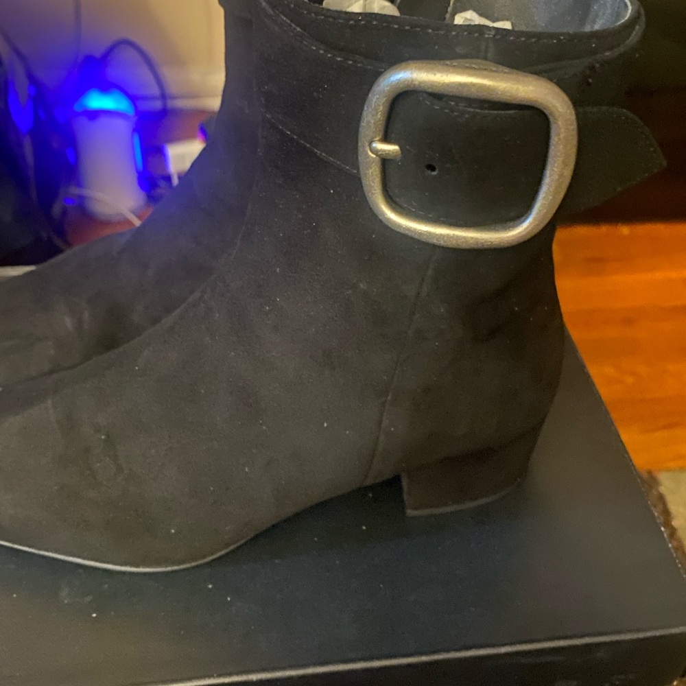 Coach Black Ankle Booties with side buckle and Suede Finish - Picture 3 of 12